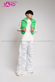 Outfit Phối Sẵn - (Quần Dù Ống Rộng Trắng phối Phao Gile Xanh Lá)