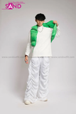 Outfit Phối Sẵn - (Quần Dù Ống Rộng Trắng phối Phao Gile Xanh Lá)