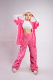Outfit Phối Sẵn - (Quần Hồng Ống Rộng phối Áo Bóng Chày Hồng)