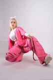 Outfit Phối Sẵn - (Quần Hồng Ống Rộng phối Áo Bóng Chày Hồng)
