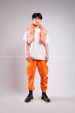 Outfit Phối Sẵn - (Quần Jogger Cam phối Gile Phao Cam Họa Tiết)