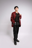 Outfit Phối Sẵn - (Quần Jogger Da Lì phối Áo Khoác Vest Da Nam Đỏ)