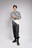 Outfit Phối Sẵn - (Quần Jogger Da phối Áo Croptop Somi Sọc Ngựa Vằn)