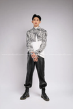 Outfit Phối Sẵn - (Quần Jogger Da phối Áo Croptop Somi Sọc Ngựa Vằn)