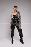 Outfit Phối Sẵn -(Quần Jogger Da phối Áo Cutout Cổ Sơmi)
