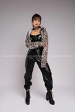 Outfit Phối Sẵn -(Quần Jogger Da phối Áo Cutout Cổ Sơmi)