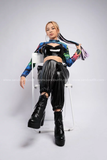 Outfit Phối Sẵn - (Quần Jogger Da phối Áo Quây Da Bóng Cutout Loang)