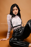 Outfit Phối Sẵn - (Quần Jogger Da phối Bodysuit Phụ Kiện)