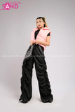 Outfit Phối Sẵn - (Quần Jogger Dù Ống Rộng phối Phao Gile Hồng)