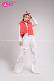 Outfit Phối Sẵn - (Quần Jogger Dù Ống Rộng phối Phao Gile Phao Đỏ)