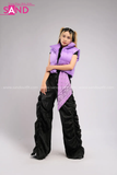 Outfit Phối Sẵn - (Quần Jogger Dù Ống Rộng phối Phao Gile Tím)