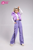 Outfit Phối Sẵn - (Quần Kaki Form Ống Rộng Tím phối Phao Gile Tím)
