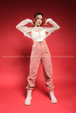 Outfit Phối Sẵn - (Quần Kaki Hồng phối Áo Quây Khóa Gài Trước)