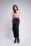 Outfit Phối Sẵn - (Quần Kaki Túi Hộp Đen phối Áo 1 Dây Loang)