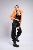 Outfit Phối Sẵn - (Quần Khoét Đáy phối Áo Quây Da Đan Ngực Da Bóng)