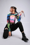 Outfit Phối Sẵn - (Quần Khoét Đùi phối Áo Quây Croptop, Áo loang)