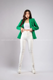 Outfit Phối Sẵn - (Quần legging Trắng phối Vest Xanh)