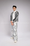 Outfit Phối Sẵn - (Quần Nắp Ngang Bạc phối Áo Khoác Kim Sa Bạc)