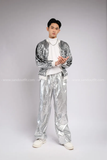 Outfit Phối Sẵn - (Quần Nắp Ngang Bạc phối Áo Khoác Kim Sa Bạc)