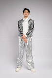 Outfit Phối Sẵn - (Quần Nắp Ngang Bạc phối Áo Khoác Kim Sa Bạc)