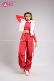 Outfit Phối Sẵn - (Quần Nắp Ngang Đỏ phối Phao Gile Trắng)