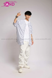 Outfit Phối Sẵn - (Quần Nắp Ngang phối Áo Bóng Chày Sọc Xanh)