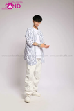 Outfit Phối Sẵn - (Quần Nắp Ngang phối Áo Bóng Chày Sọc Xanh)
