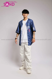 Outfit Phối Sẵn - (Quần Nắp Ngang phối Áo Bóng Chày Xanh)