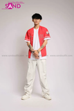 Outfit Phối Sẵn - (Quần Nắp Ngang Trắng phối Áo Bóng Chày Đỏ)