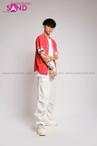 Outfit Phối Sẵn - (Quần Nắp Ngang Trắng phối Áo Bóng Chày Đỏ)