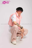 Outfit Phối Sẵn - (Quần Nắp Ngang Trắng phối Áo Phao Gile Hồng)