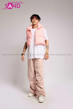 Outfit Phối Sẵn - (Quần Nắp Ngang Trắng phối Áo Phao Gile Hồng)