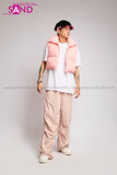 Outfit Phối Sẵn - (Quần Nắp Ngang Trắng phối Áo Phao Gile Hồng)