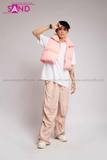 Outfit Phối Sẵn - (Quần Nắp Ngang Trắng phối Áo Phao Gile Hồng)