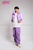 Outfit Phối Sẵn - (Quần Nắp Ngang Trắng phối Áo Phao Gile Tím)