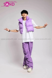 Outfit Phối Sẵn - (Quần Nắp Ngang Trắng phối Áo Phao Gile Tím)