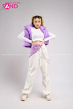 Outfit Phối Sẵn - (Quần Nắp Ngang Trắng Tím phối Phao Gile Tím)