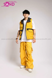 Outfit Phối Sẵn - (Quần Nắp Ngang Vàng phối Áo Phao Gile Hoodie)