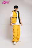 Outfit Phối Sẵn - (Quần Nắp Ngang Vàng phối Áo Phao Gile Hoodie)