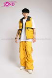 Outfit Phối Sẵn - (Quần Nắp Ngang Vàng phối Áo Phao Gile Hoodie)