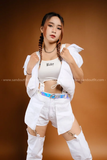 Outfit Phối Sẵn - (Quần Nửa Short phối Bodysuit Khoét Bụng Khóa Gài)