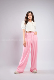 Outfit Phối Sẵn - (Quần Ống Loe Hồng phối Áo Crt Sơmi Tay Phồng)