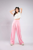 Outfit Phối Sẵn - (Quần Ống Loe Hồng phối Áo Crt Sơmi Tay Phồng)