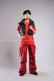 Outfit Phối Sẵn - (Quần Ống Rộng Đỏ phối Phao Gile Đen)