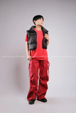 Outfit Phối Sẵn - (Quần Ống Rộng Đỏ phối Phao Gile Đen)