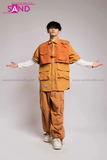 Outfit Phối Sẵn - (Quần Ống Rộng Nâu phối Áo Sơmi Phối Gile Rời Nâu)