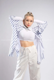 Outfit Phối Sẵn - (Quần Ống Rộng Trắng phối Áo Bóng Chày)