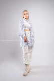 Outfit Phối Sẵn - (Quần Ống Rộng Trắng phối Áo Bóng Chày)
