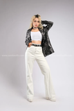 Outfit Phối Sẵn - (Quần Ống Rộng Trắng phối Vest Kim Sa)