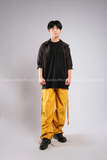 Outfit Phối Sẵn - (Quần Ống Rộng Vàng phối Sơmi Tay Lửng Đen)